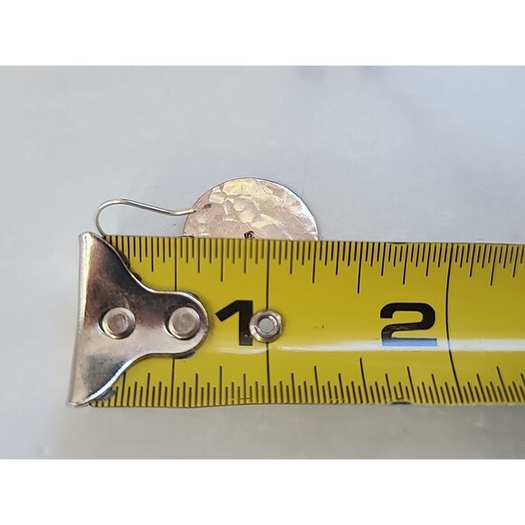 925 Hammered Sterling Silver Brass Swirl Dangling Pierced Earrings Vintage - Picture 8 of 10